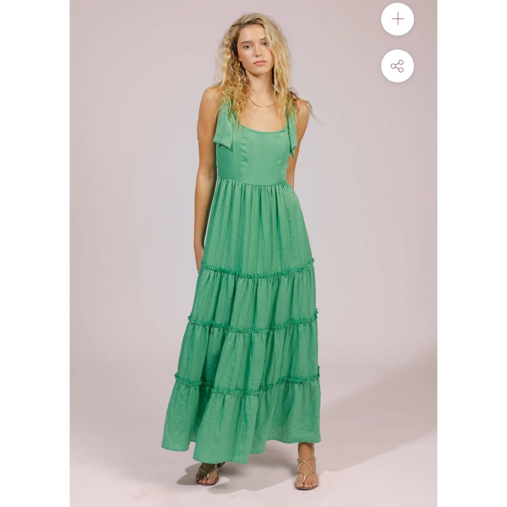 Band of the Free Puerto Vallarta Tiered Maxi Dress Size Large Green